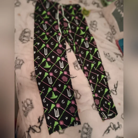 Wicked Women's Medium Sleepwear Green And Pink Pajama Bottoms - Picture 2 of 3